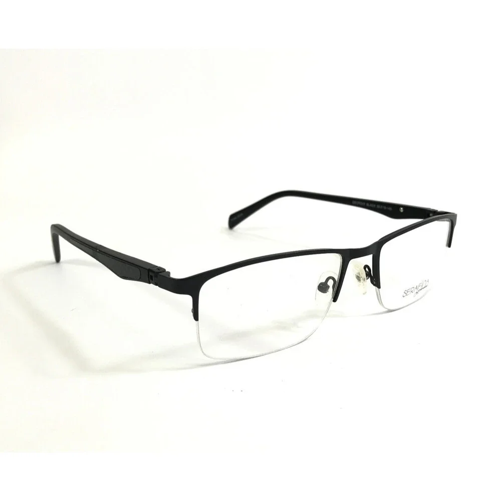 Serafina Eyewear Eyeglasses Frames GEORGIO BLACK Rectangle Half Rim55-18-145